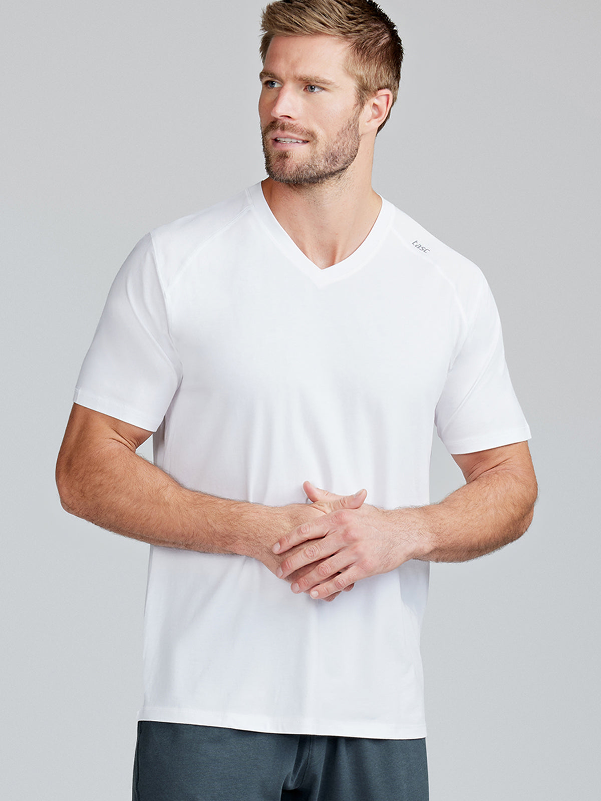 Textured V-Neck T-Shirt with Structured Jacket