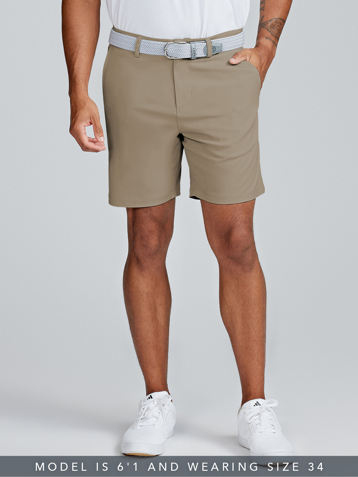 Athletic fit khaki fashion shorts