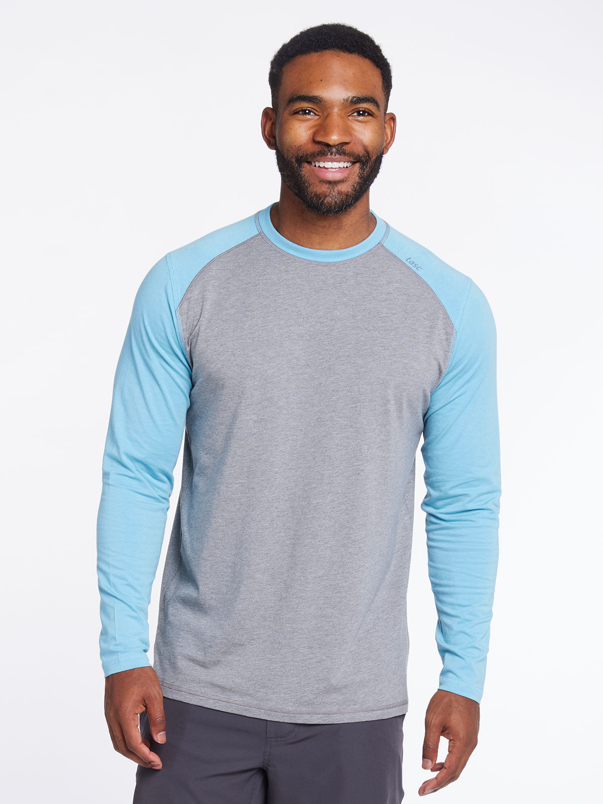 Men's Cotton Raglan Sleeve Baseball Tee Shirt(Navy/Light Gray Large Long  Sleeve)