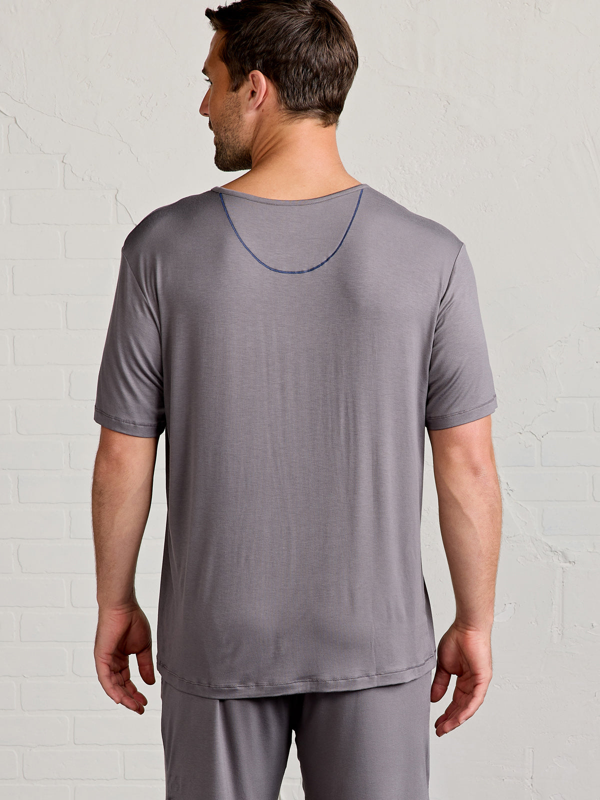 Bamboo Silk Sleep Short Sleeve Henley tasc Performance (StoneGray)