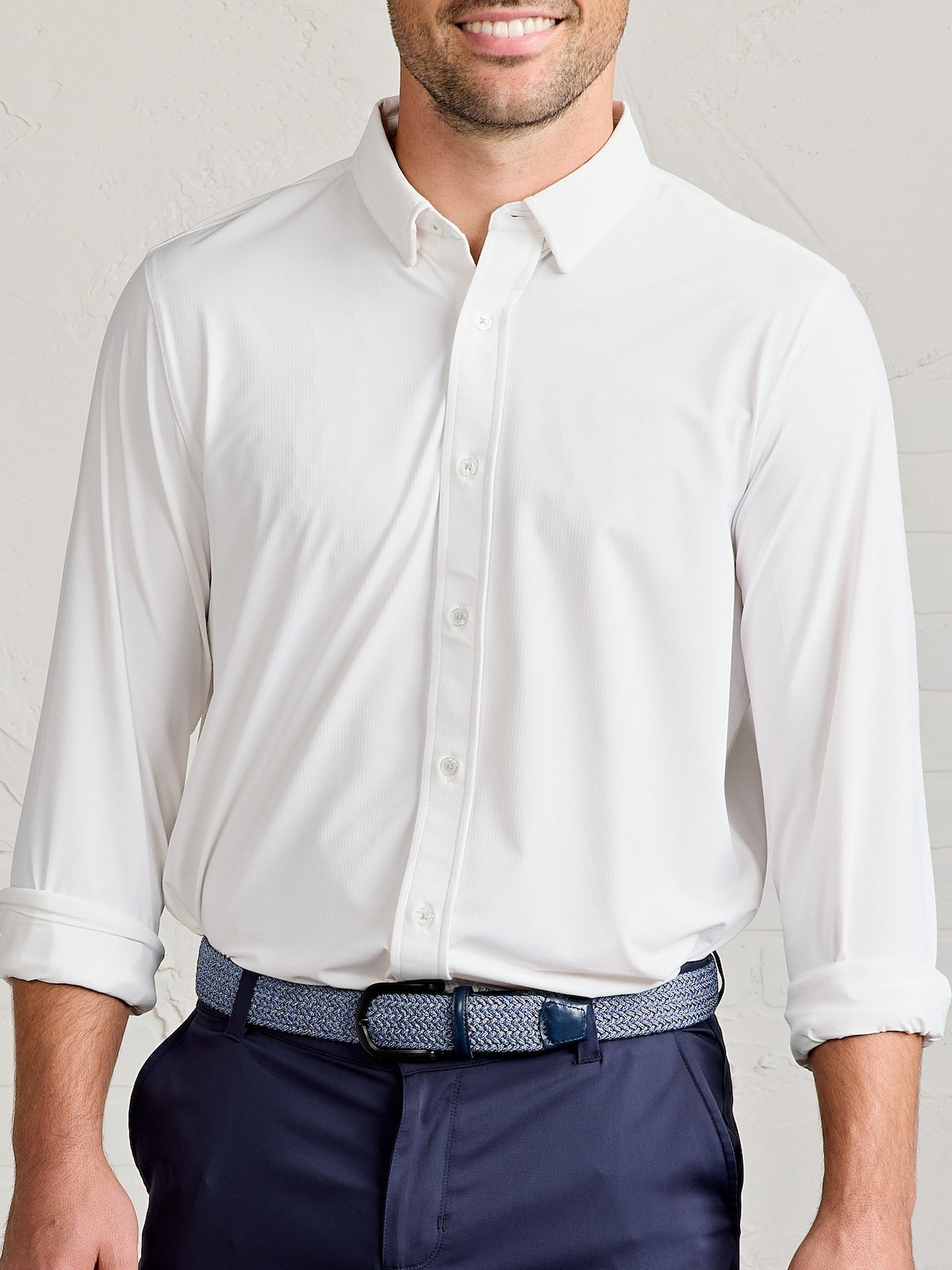 tasc performance Wayfarer Performance Knit Button Down (WhiteDiamondOxford)