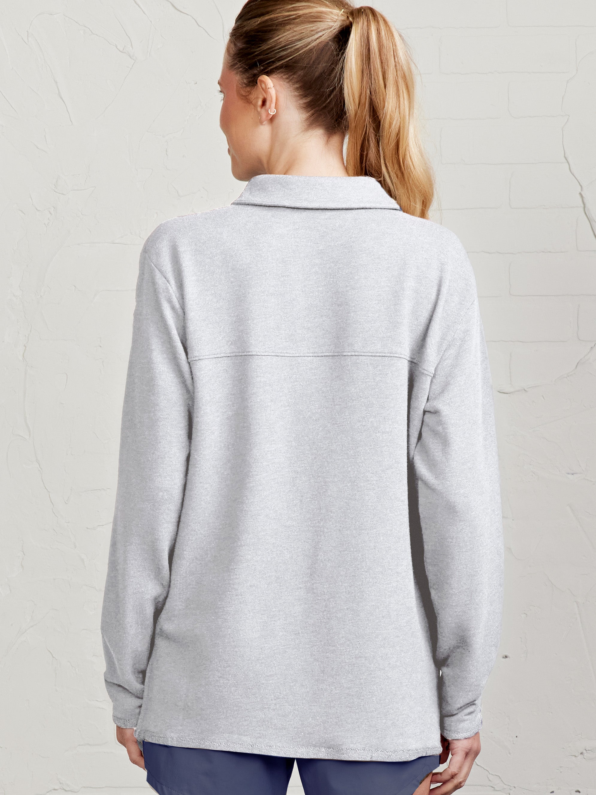 French Terry Polo Sweatshirt - tasc Performance (LightHeatherGray)