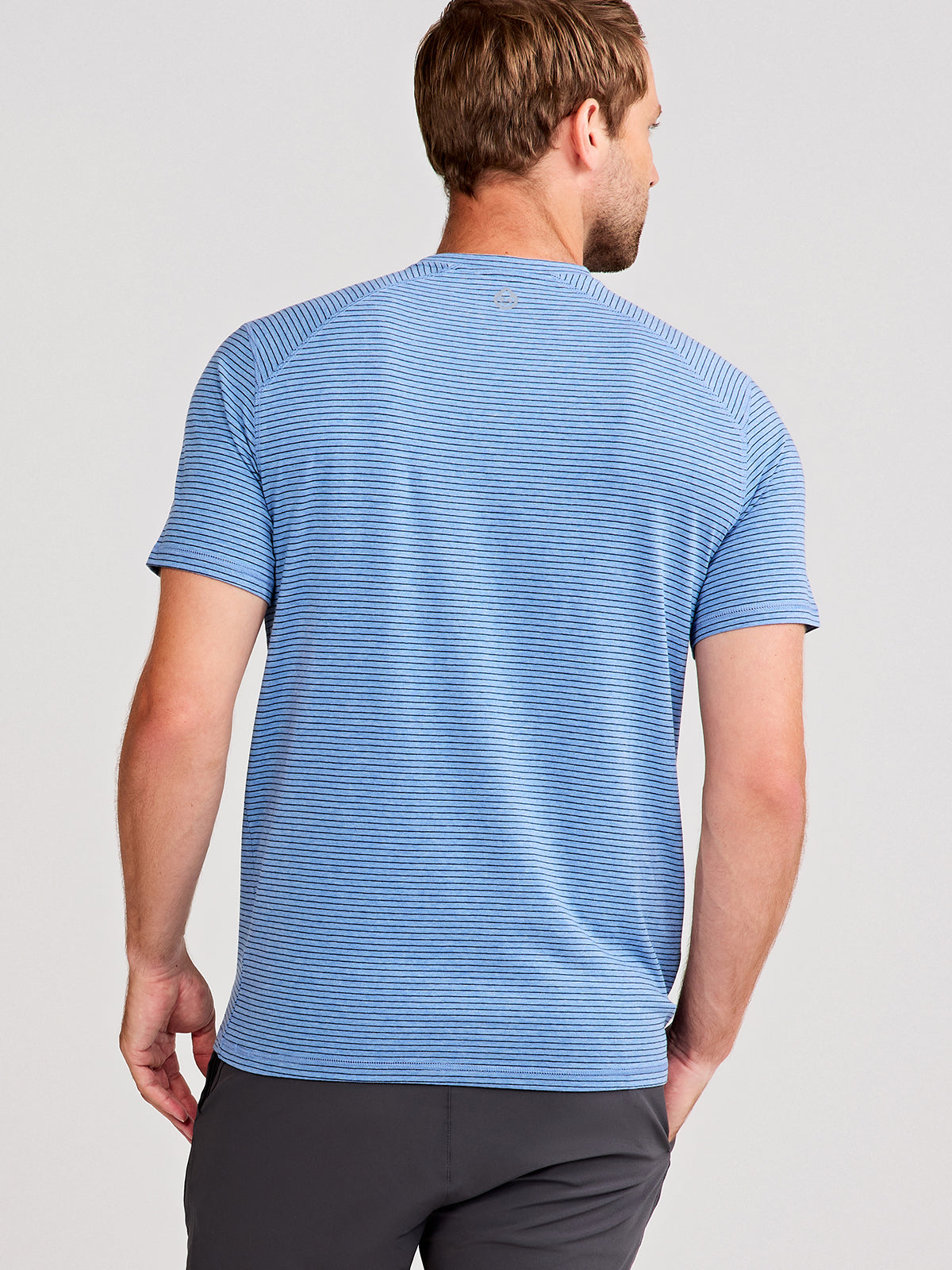 Carrollton Fitness T-Shirt - Mini Stripe - tasc Performance (ChambrayHeather/ClassicNavy)