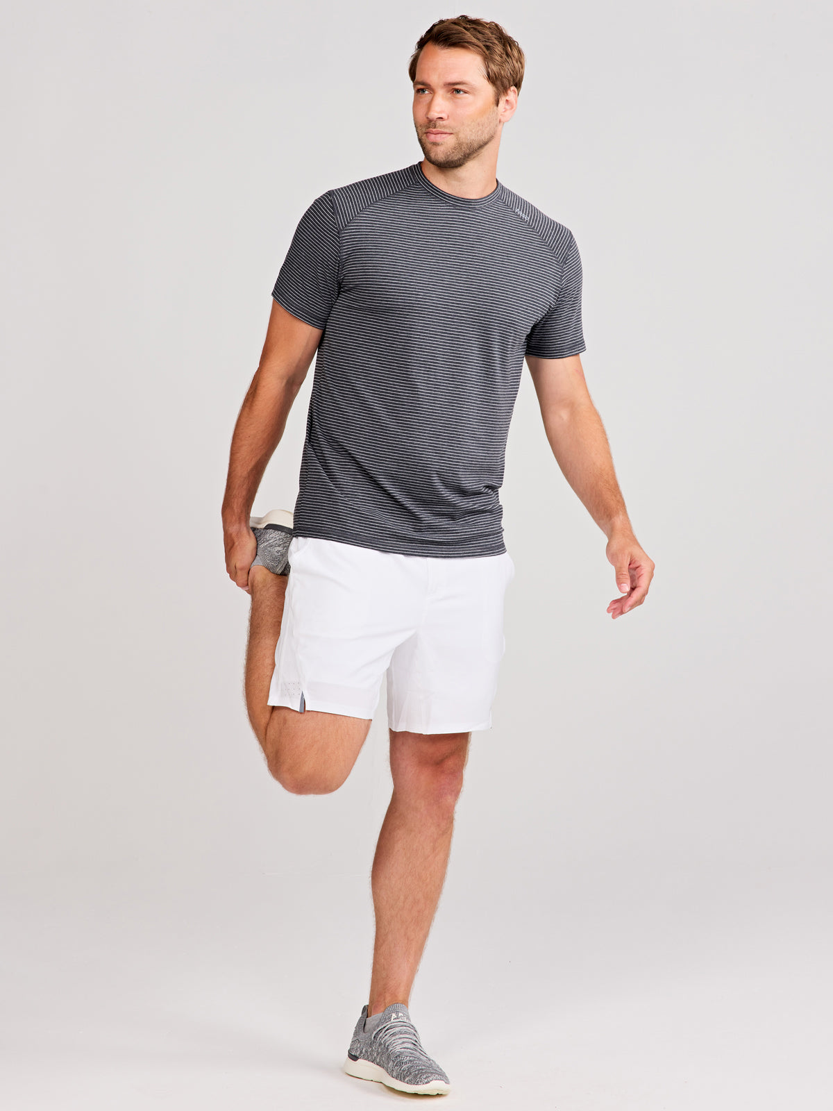 Carrollton Fitness T-Shirt - Mini Stripe tasc Performance (IronHeather/Silver)