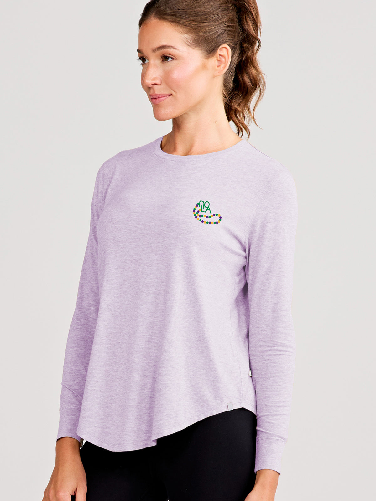 Longline Long Sleeve T-Shirt - Mardi Gras 2025 - tasc Performance (DigitalPurpleHeather)