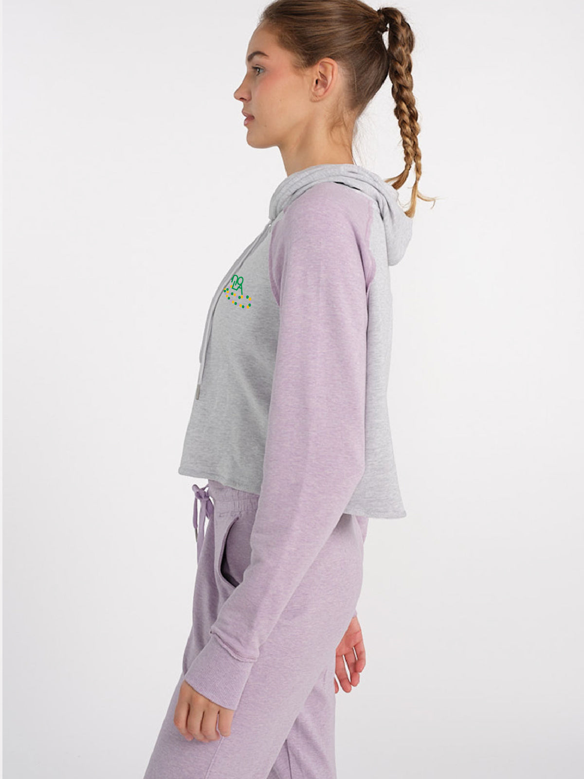 Varsity Hoodie - Mardi Gras 2025 - tasc Performance (LightHeatherGray/DigitalPurpleHeather)