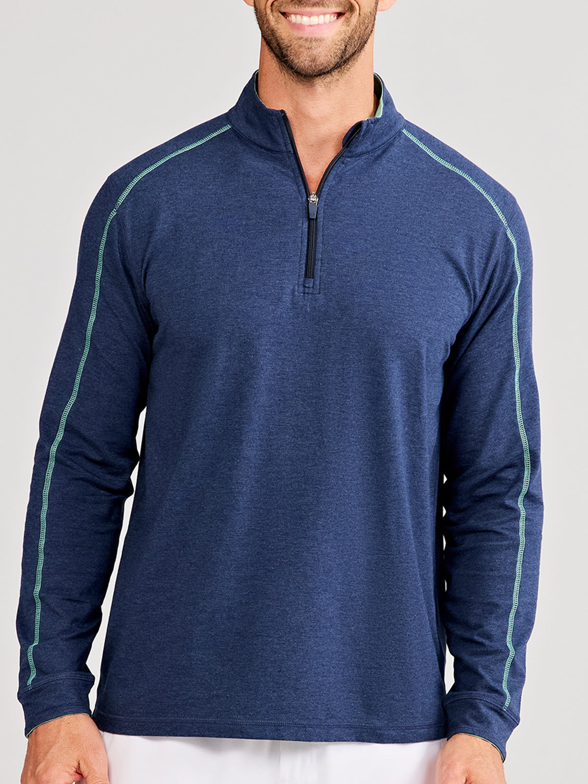 Carrollton Lightweight Quarter Zip - tasc Performance (ClassicNavyHeather/SeaGreenHeather)