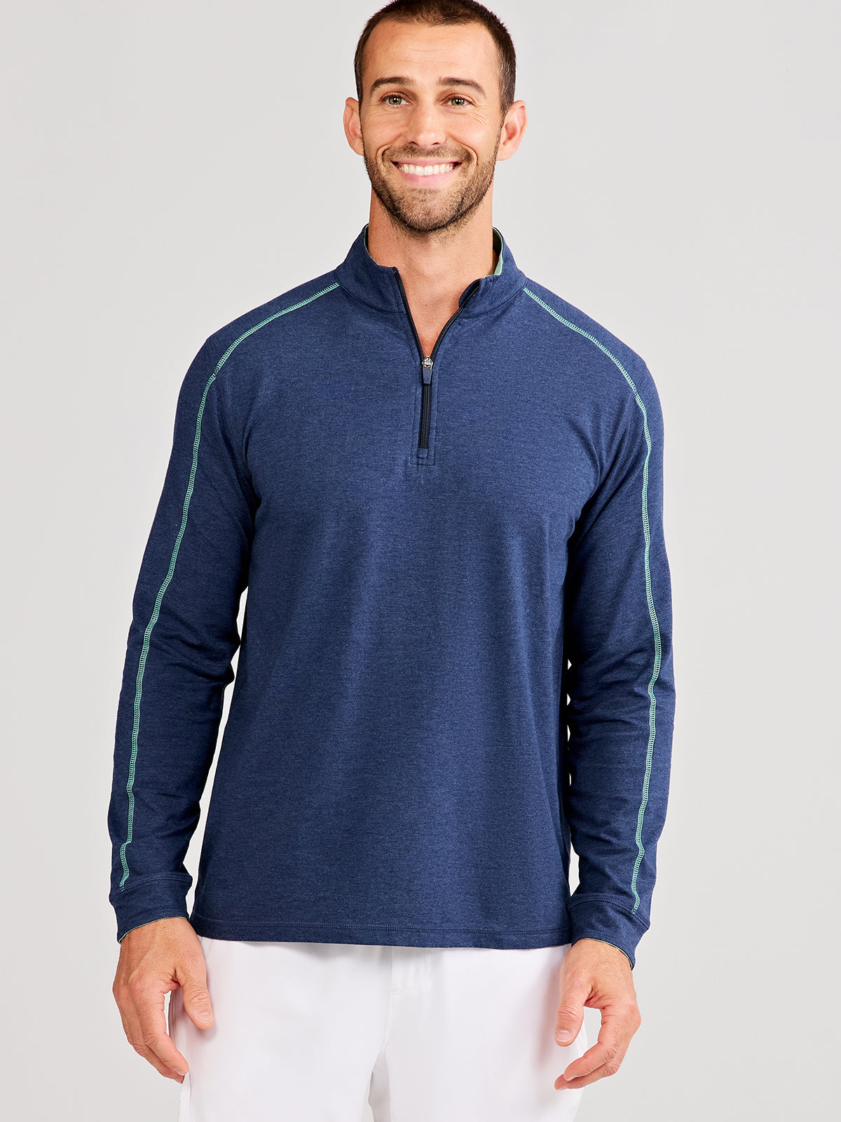 Carrollton Lightweight Quarter Zip - tasc Performance (ClassicNavyHeather/SeaGreenHeather)