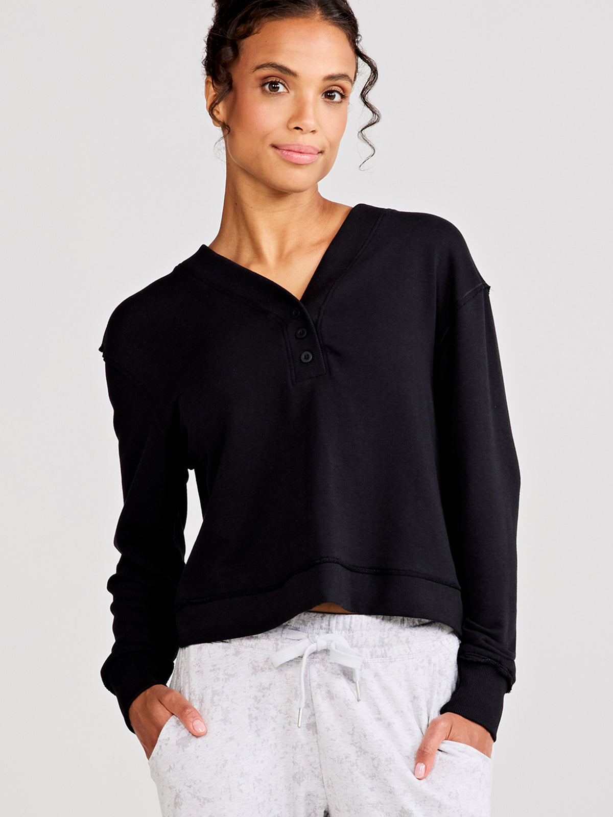 Varsity Henley Sweatshirt - tasc Performance (Black)