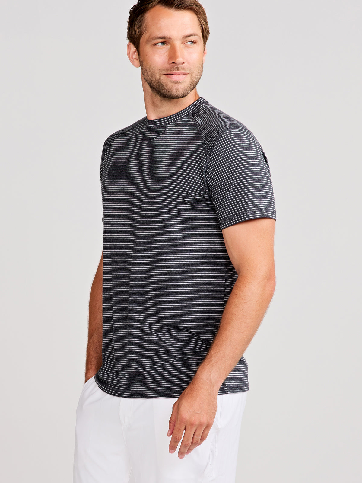 Carrollton Fitness T-Shirt - Mini Stripe tasc Performance (IronHeather/Silver)