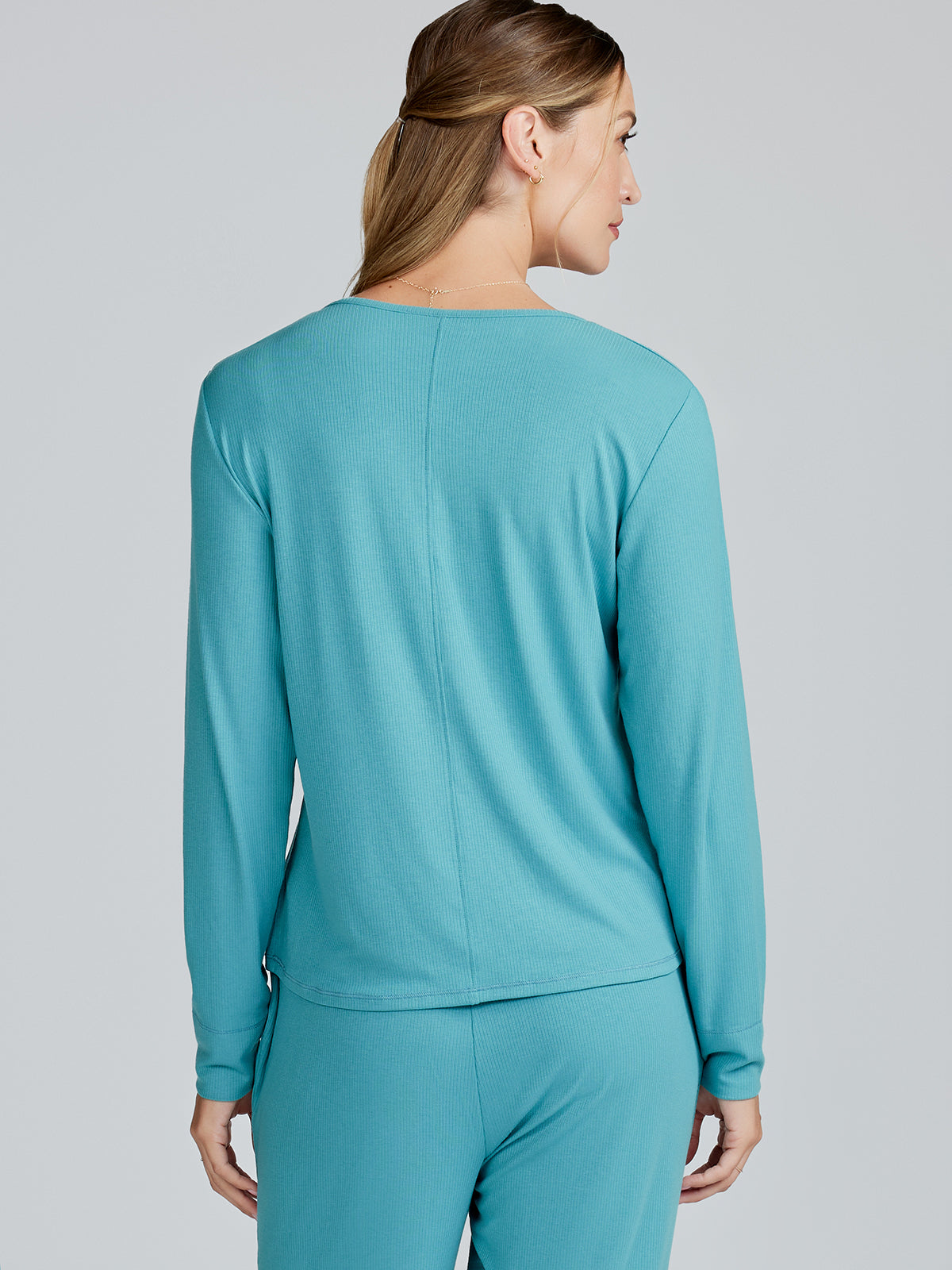 MicroLuxe Rib Long Sleeve Henley - tasc Performance (Lagoon)