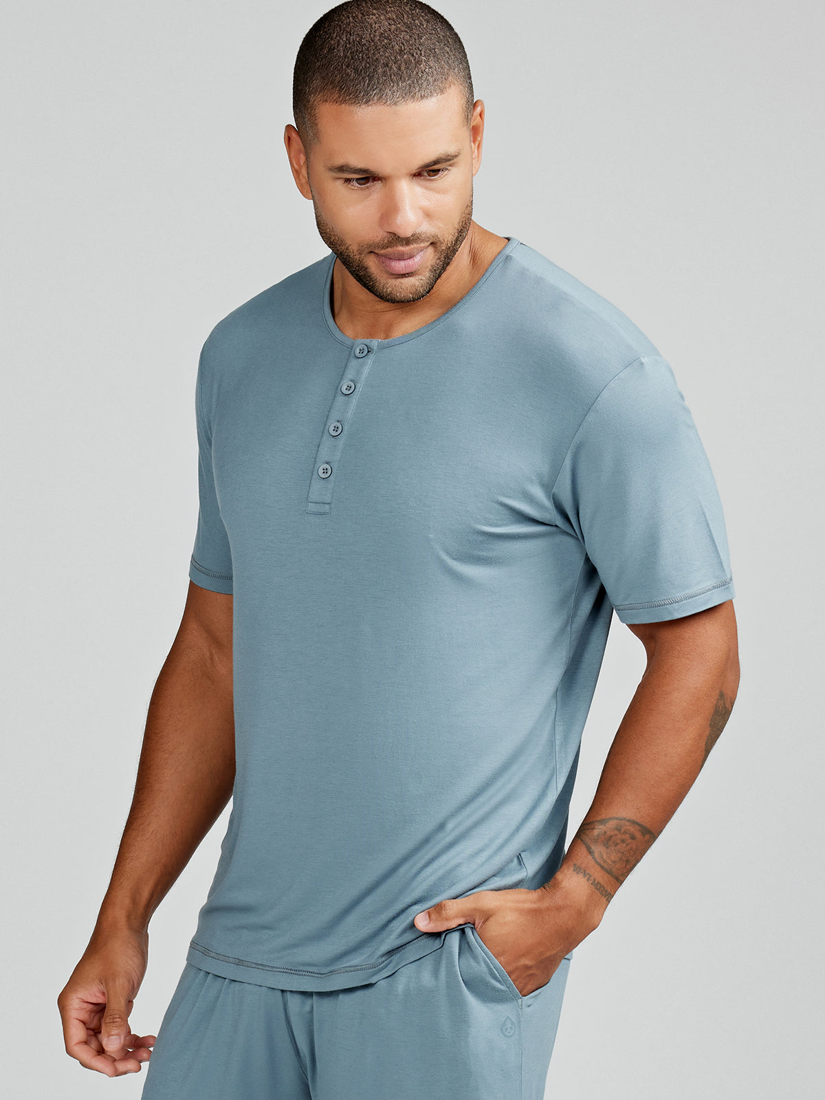 Bamboo Silk Short Sleeve Henley