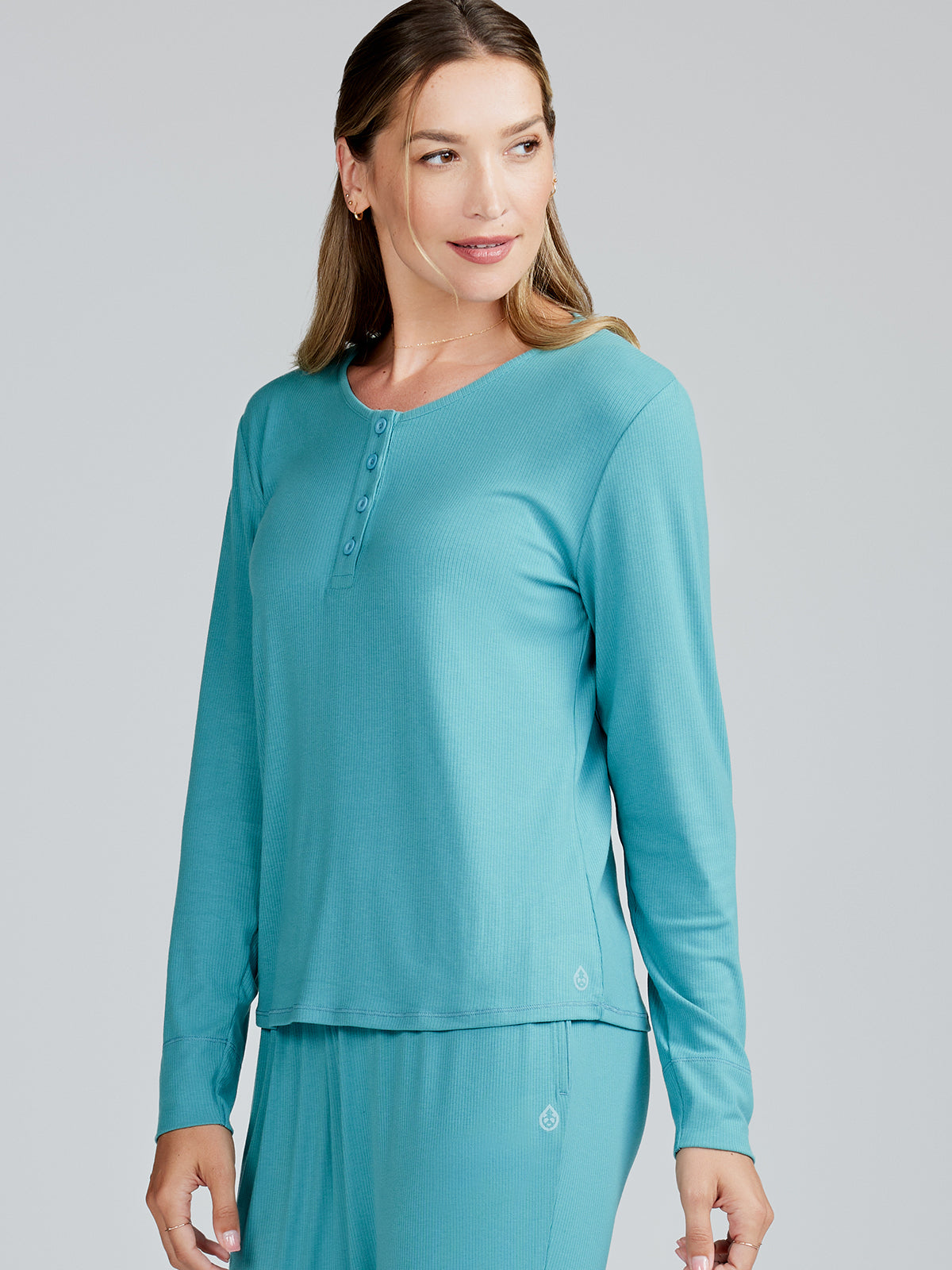 MicroLuxe Rib Long Sleeve Henley - tasc Performance (Lagoon)