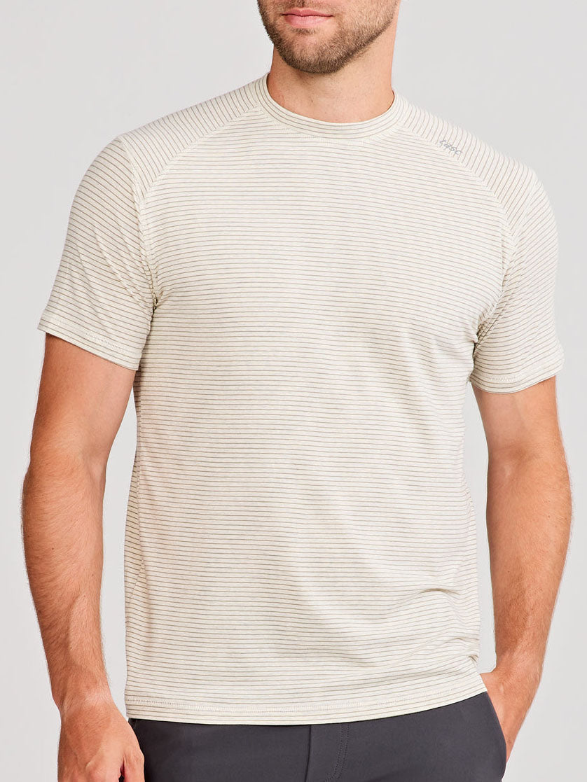 Carrollton Fitness T-Shirt - Mini Stripe tasc Performance (MineralHeather/Cactus)