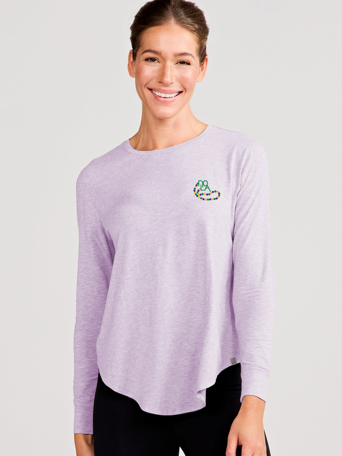 Longline Long Sleeve T-Shirt - Mardi Gras 2025 - tasc Performance (DigitalPurpleHeather)