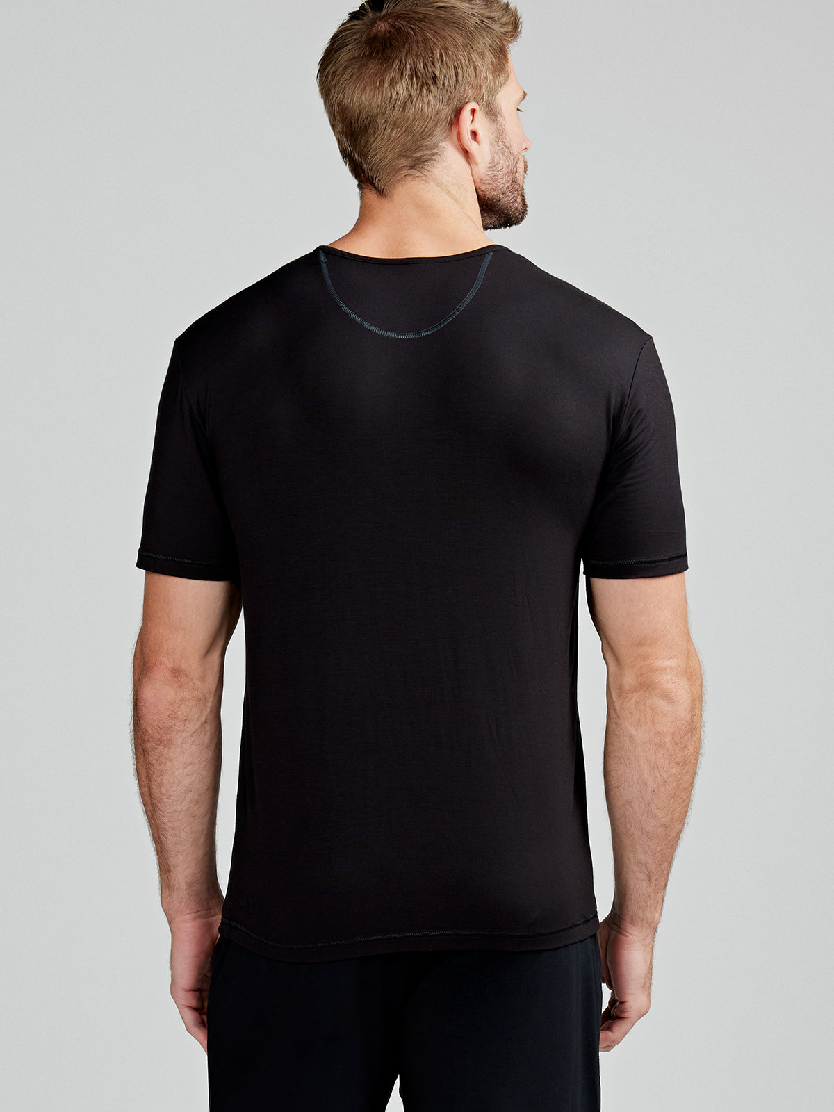 Bamboo Silk Short Sleeve Henley - tasc Performance (Black)