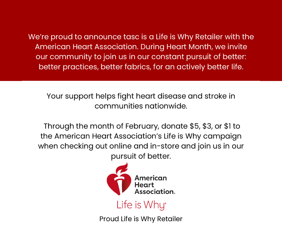 American Heart Association Huddle for Heart Month tasc