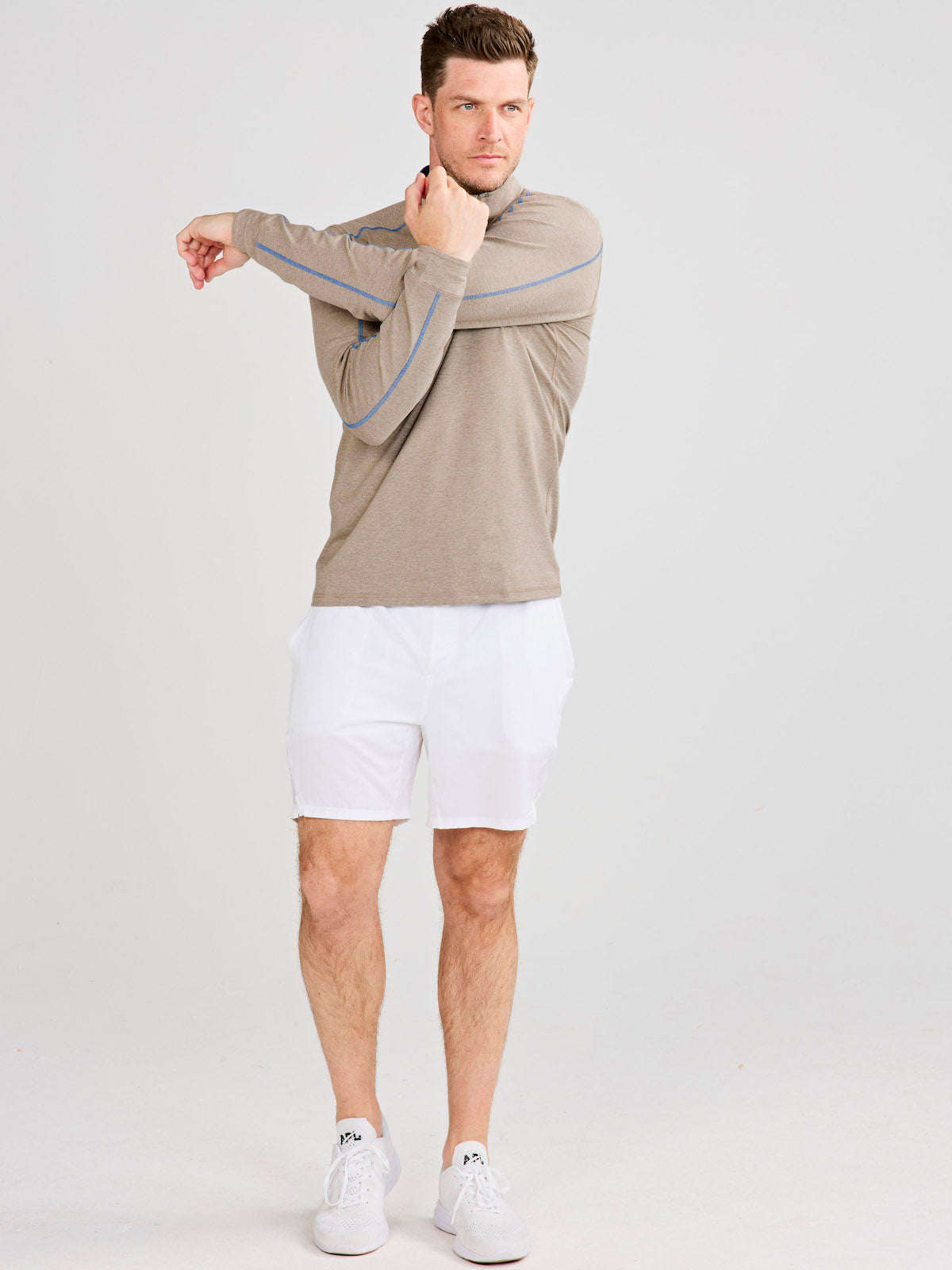 Carrollton Lightweight Quarter Zip (GrayOakHeather/GalacticBlue)