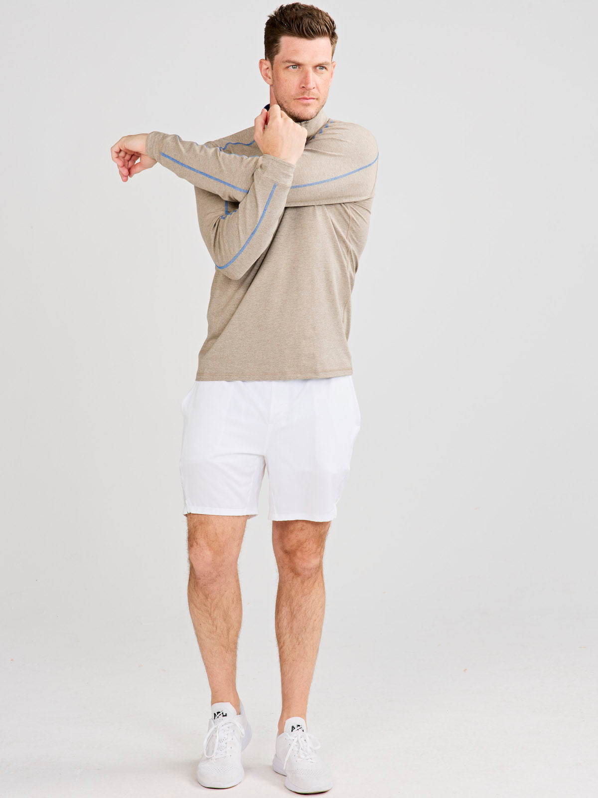 Carrollton Lightweight Quarter Zip (GrayOakHeather/GalacticBlue)