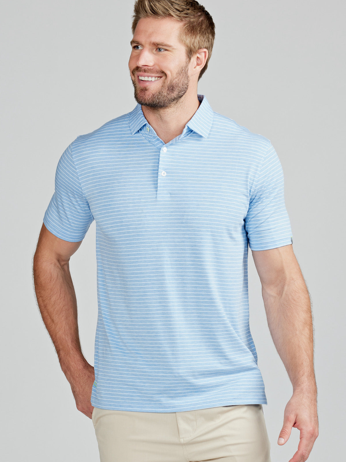 Cloud Lightweight Polo Brookline Stripe - tasc Performance (PolarHeather/White)