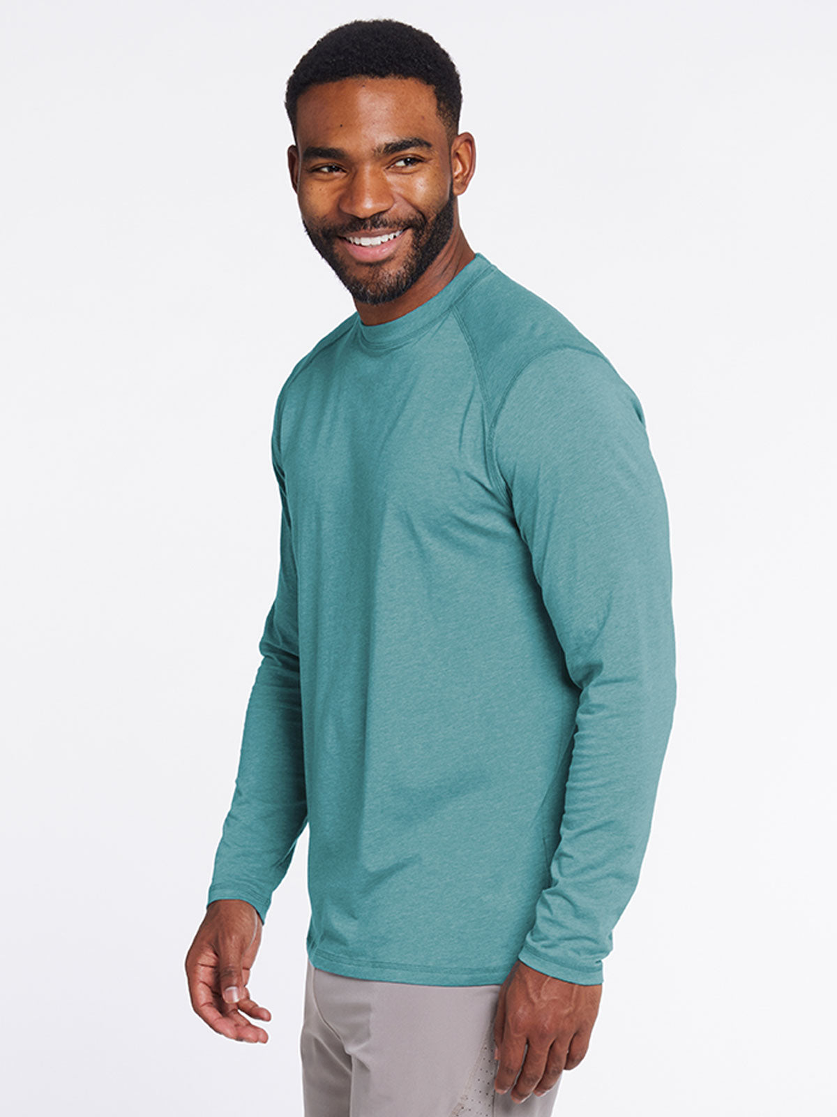 Tasc Performance Carrollton Fitness Long Sleeve Shirt in Teal Green | Men's Regular Size Medium | Cotton | Stitch Fix